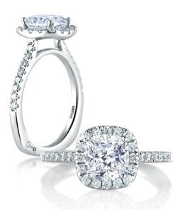 A.Jaffe Halo Cushion Engagement Ring MES577