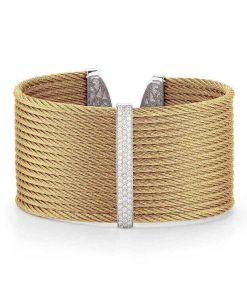 ALOR Yellow Cable Large Monochrome Cuff Bangle Bracelet 04-37-S625-11