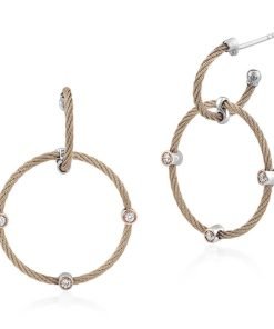 ALOR Carnation Double Hoop Drop Earrings with Diamonds 03-26-S632-11