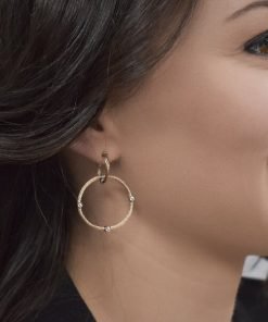 ALOR 03-26-S632-11 Carnation Double Hoop Drop Earrings in 18K Rose Gold and Diamonds
