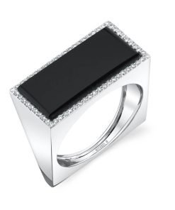 Michael M F333 14K White Gold Onyx Diamond Rings