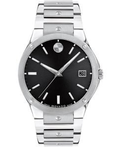 Movado SE Black Dial Steel Bracelet Men's Watch 0607541