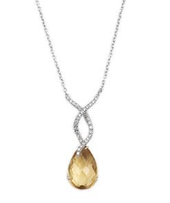Alfieri & St. John 18K White Gold Citrine & Diamond Pendant Necklace 20023593