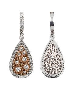 18K White Gold & Rose Gold Diamond Earrings