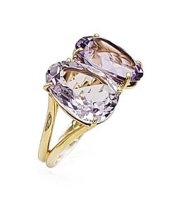 Vianna Brasil Y1196PAA.R1 18K Yellow Gold Amethyst & Pink Amethyst Diamond Ring