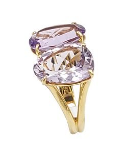 Vianna Brasil 18K Yellow Gold Amethyst & Pink Amethyst Diamond Ring