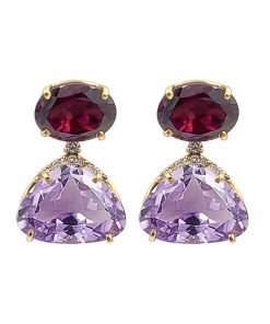 Vianna Brasil Y1210ARO.E1 18K Amethyst & Rhodolite Earrings