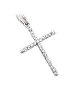14K White Gold Diamond Cross Pendant