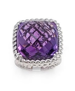 18K White Gold Amethyst Gemstone Ring