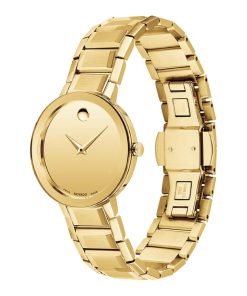 Movado Sapphire 28mm Yellow Gold Mirror Dial Women Watch
