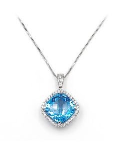 Blue Topaz Gemstone Pendant Necklace