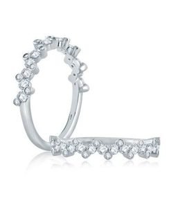 A.Jaffe 18K White Gold Vine Cluster Half Circle Stackable Band WR1058/53