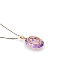 Amethyst Pendants Necklaces with Diamonds