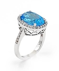 Blue Topaz & Diamond Ring