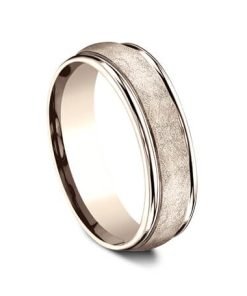 14K Rose Gold 6.5mm Men's Wedding Band RECF8658514KR