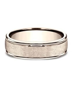 14K Rose Gold Swirl Finish Men's Wedding Band RECF8658514KR
