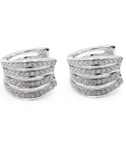 18K White Gold Women's Diamond Hoop Earrings BF2638