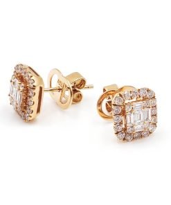 18K Rose Gold Diamond Stud Earrings