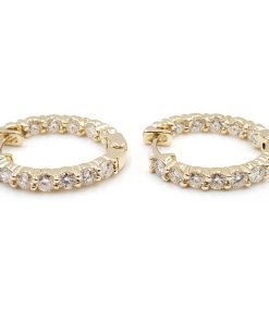 yellow gold diamond hoop earrings