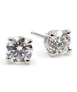 0.96 Carat Round Stud Earrings, F-G, SI1
