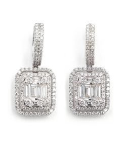white gold drop diamond earrings for women