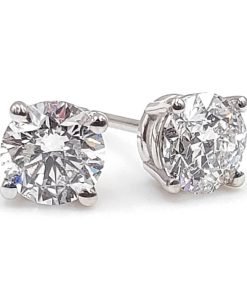1.06 Carat Round Diamond Earrings, D-E, SI3
