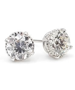 1.80 Carat Round Brilliant Cut Diamond Stud Earrings, E-H, SI1-SI2