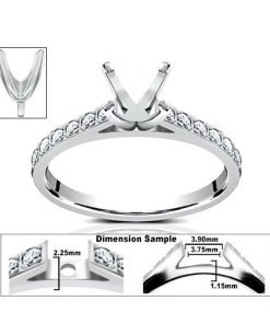 14k white gold 4-prong engagement ring setting