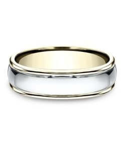 Men's 14K Yellow and White Gold Band Benchmark Two Tone Men's Wedding Band CF1560814KWY