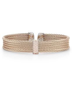 ALOR Carnation Cable Diamond Mini Cuff Bracelet 04-26-S651-11