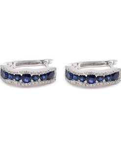 Diamond Sapphire Huggie Earrings