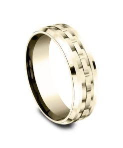 14K Yellow Gold Link Patterned Men's Wedding Band CF40767214KY