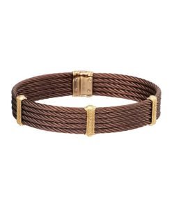 ALOR 18K Yellow Gold Bronze Stainless Steel Men's Bangle Bracelet 04-55-3067-00