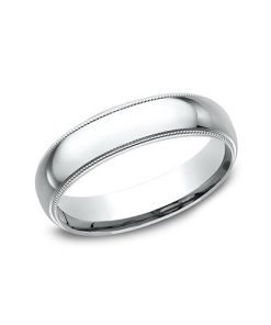 14K White Gold 5MM Milgrain Men's Wedding Band LCF35014KW