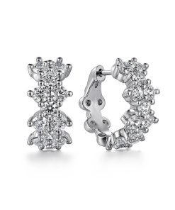Gabriel 14K White Gold Diamond Starburst Huggie Earrings EG14753W45JJ
