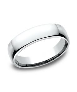 14K White Gold Euro Dome Comfort Fit Men's Wedding Band EUCF15514KW