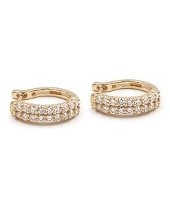 14K Yellow Gold Diamond Hoop Earrings