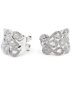18K White Gold Diamond Huggie Earrings