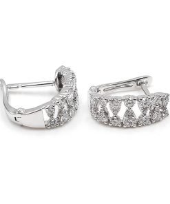 14K White Gold Diamond Huggie/Hoop Earrings
