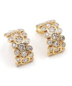 14k yellow gold diamond hoop earrings for women