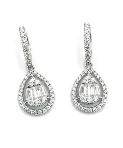 18K White Gold Diamond Drop Earrings
