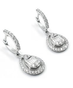 18k white gold diamond drop earrings for women