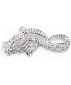 Diamond Tulip Flower Brooch in 18K White Gold