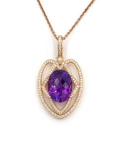 18K Rose Gold Amethyst Pendant Necklace