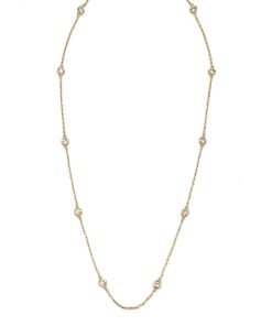 14k yellow gold 18 inches diamond chain necklace for women