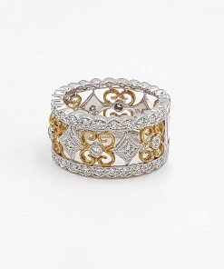 Two tone 18k white gold & yellow gold diamond ring for women