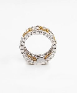 Two tone 18k white gold & yellow gold diamond ring for women