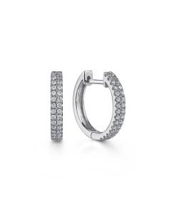 Gabriel 14K White Gold 10mm Diamond Classic Huggies EG13173W45JJ