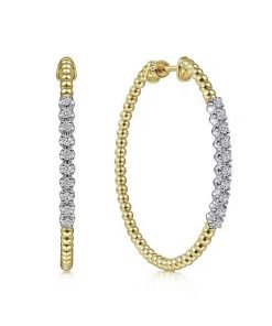 Gabriel 14K Yellow Gold 40mm Bujukan Diamond Classic Hoop Earrings EG13970Y45JJ