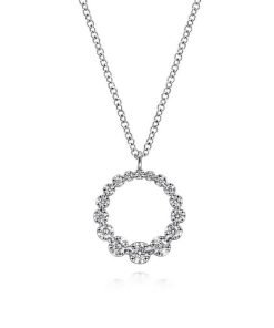 Gabriel 14K White Gold Diamond Circle Pendant Necklace NK6214W45JJ